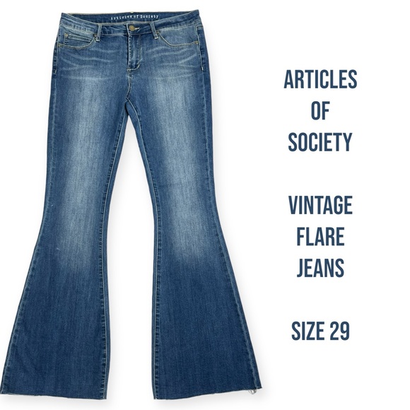 Articles Of Society Denim - Articles Of Society Faith vintage flare Jeans Mid Rise Raw Hem Size 29